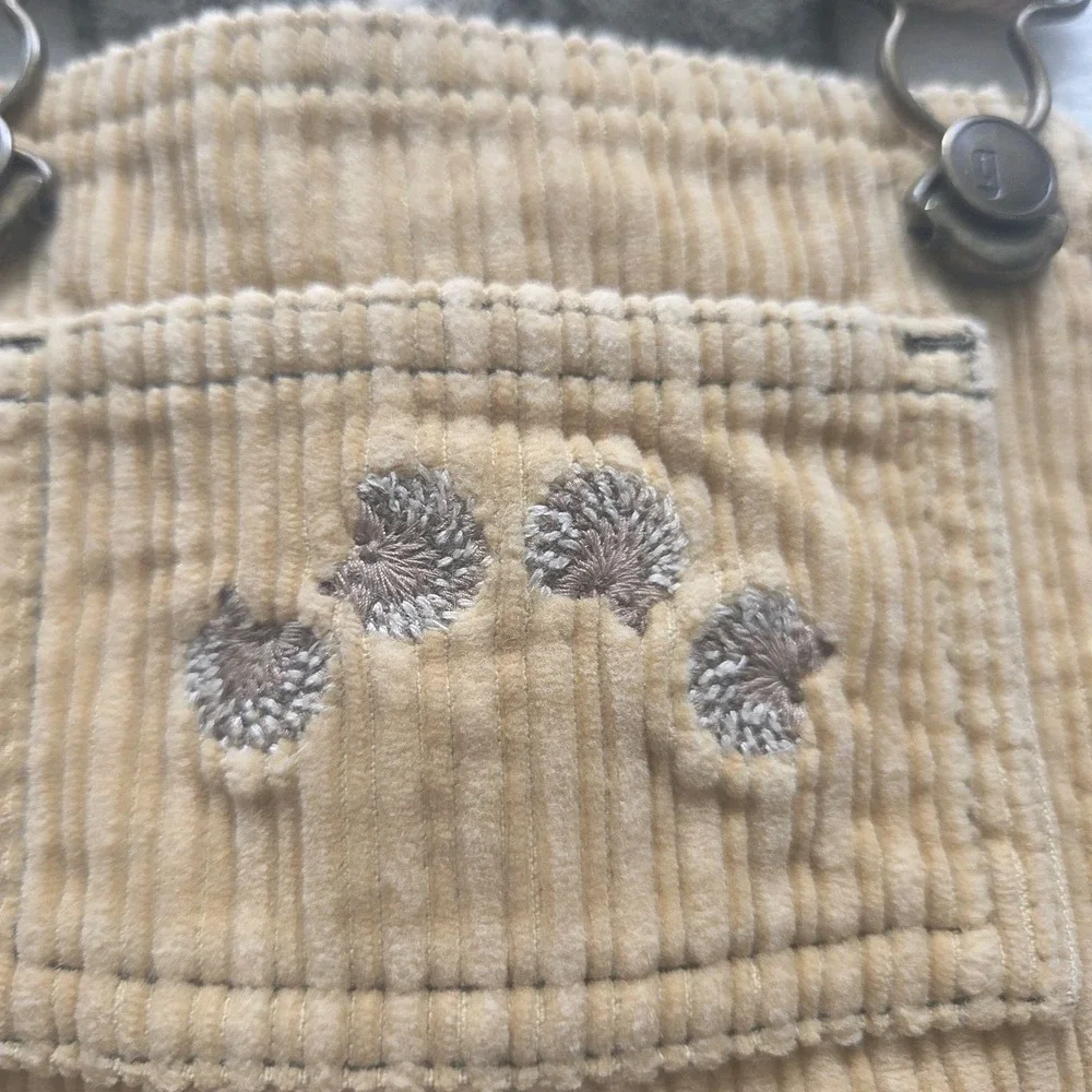 Vintage Gymboree Hedgehog 2003 Corduroy Tan Patch Y2K Overalls‎ 9-12 Months